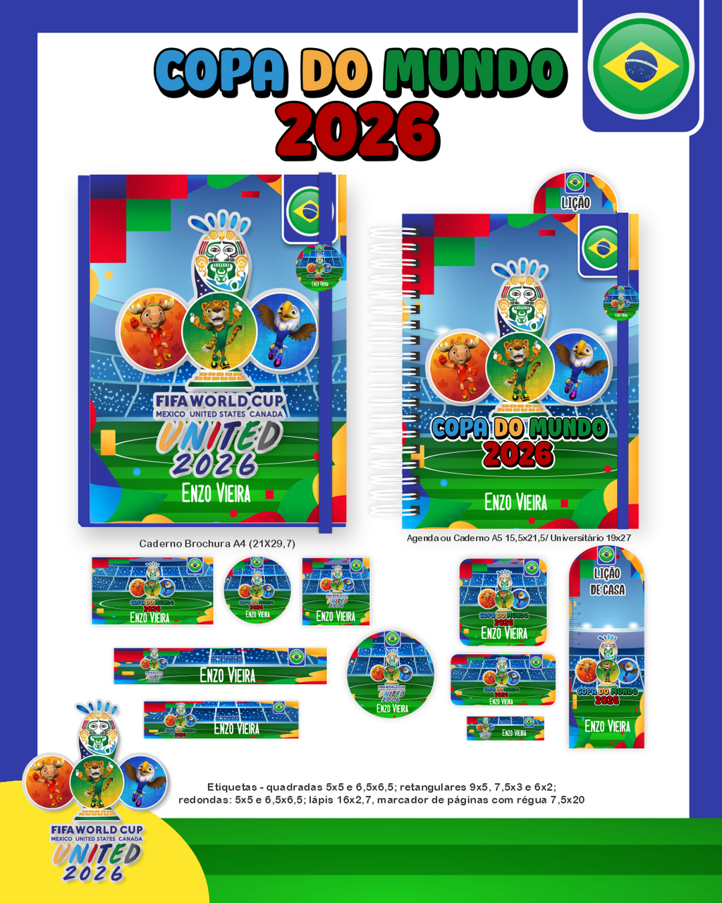 Arquivos Digitais Copa do Mundo 2026 Papelaria