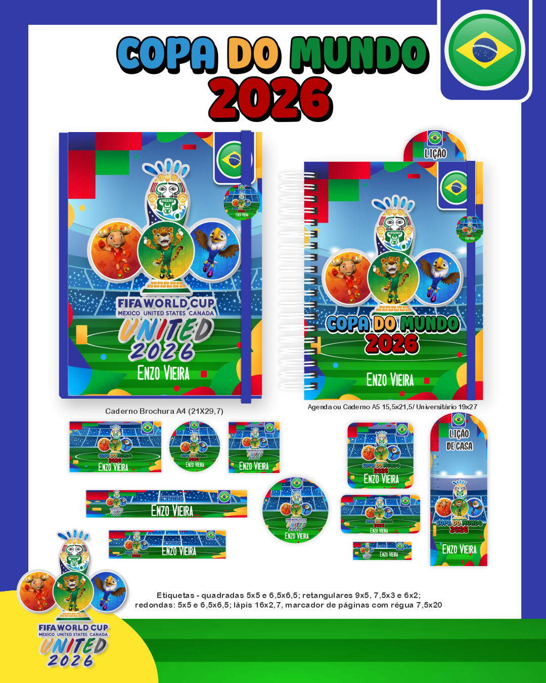 Arquivos Digitais Copa do Mundo 2026 Papelaria