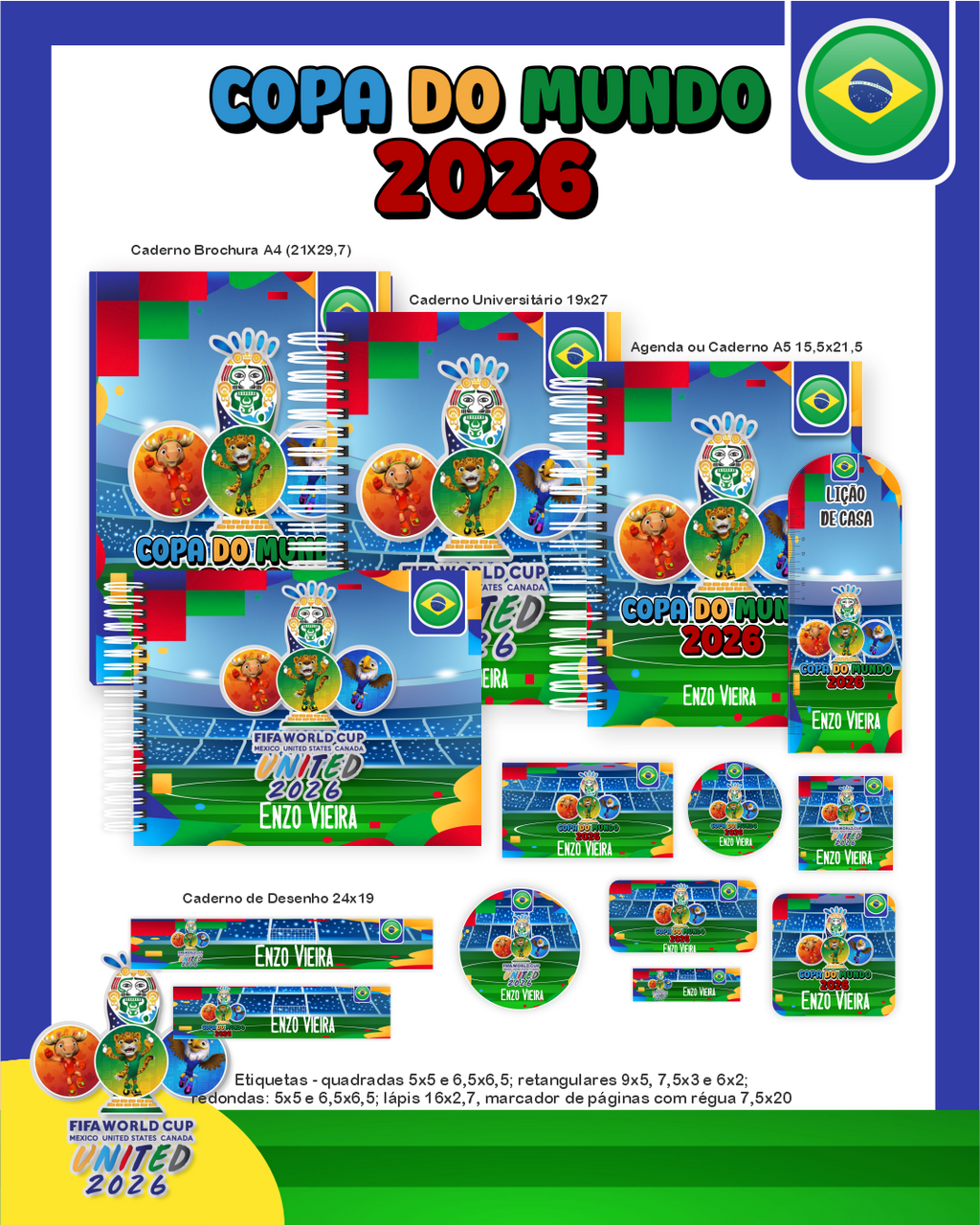 Arquivos Digitais Copa do Mundo 2026 Papelaria