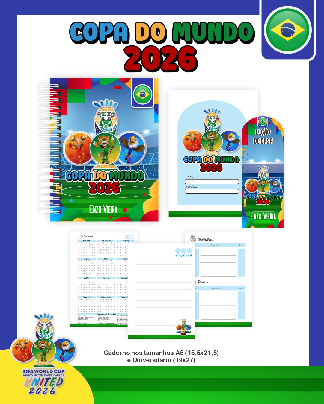 Arquivos Digitais Copa do Mundo 2026 Papelaria