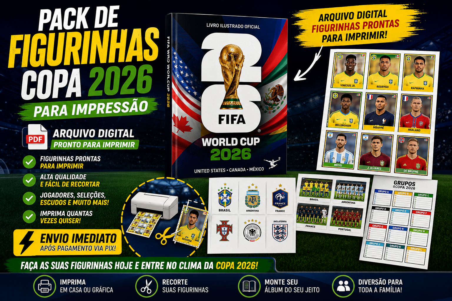 Arquivo FIgurinhas COPA DO MUNDO 2026 para imprimir